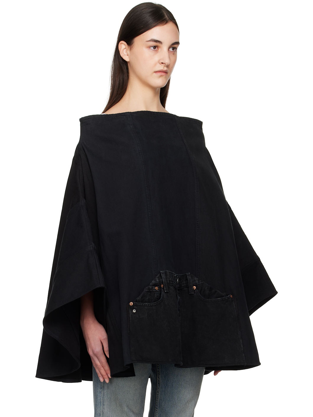 Black Nº73 Sweaterponcho Vintage Denim Jacket - 2