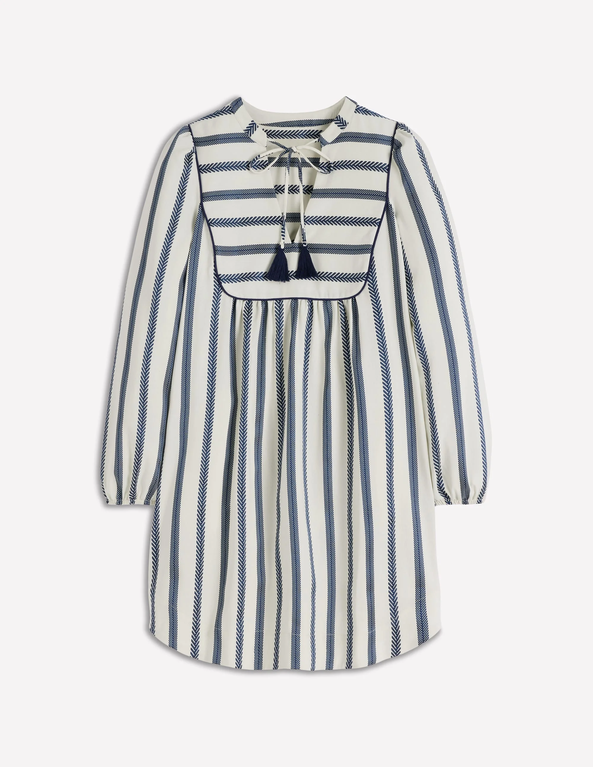Pia Cotton Yoke Dress-Blue Stripe - 1