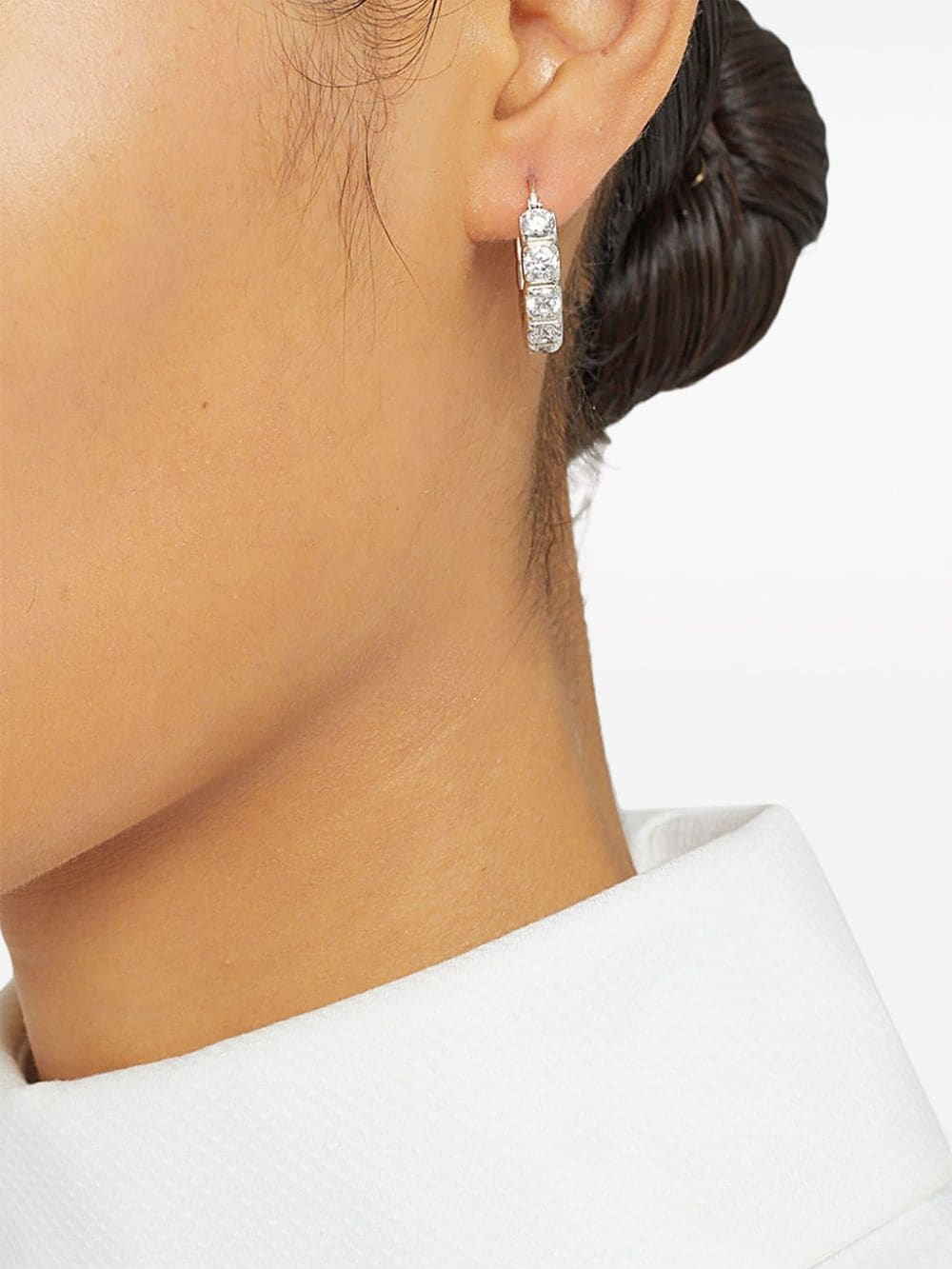 zircon-embellished hoop earrings - 4