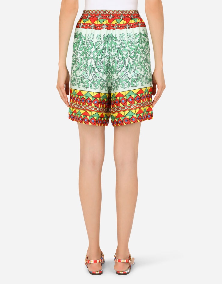 Carretto-print twill shorts - 2