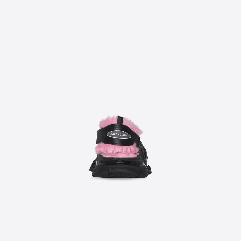 BALENCIAGA Women's Track Sandal Fake Fur in Black outlook