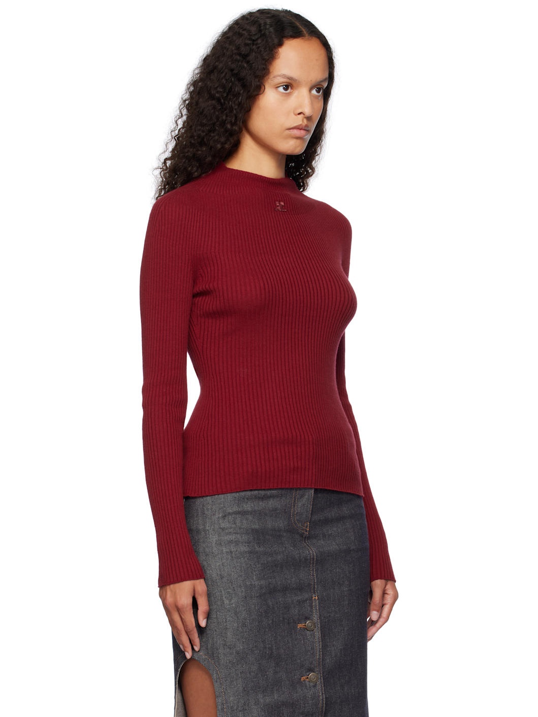 Red Long Sleeved Solar Sweater - 4
