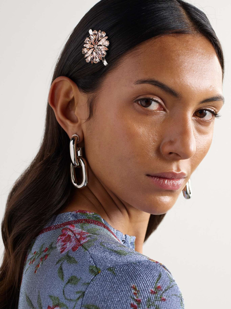 Simone Rocha Crystal-embellished silver-tone hair clip Baby pink outlook