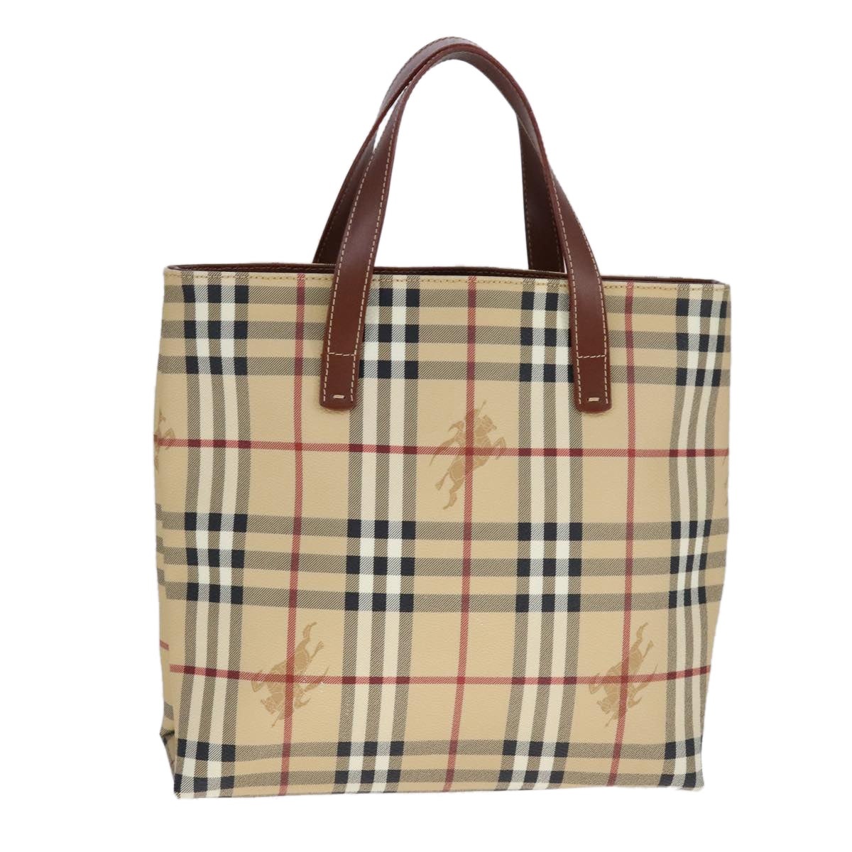 Burberry Nova Check Tote Bag Pvc Leather Beige - 13