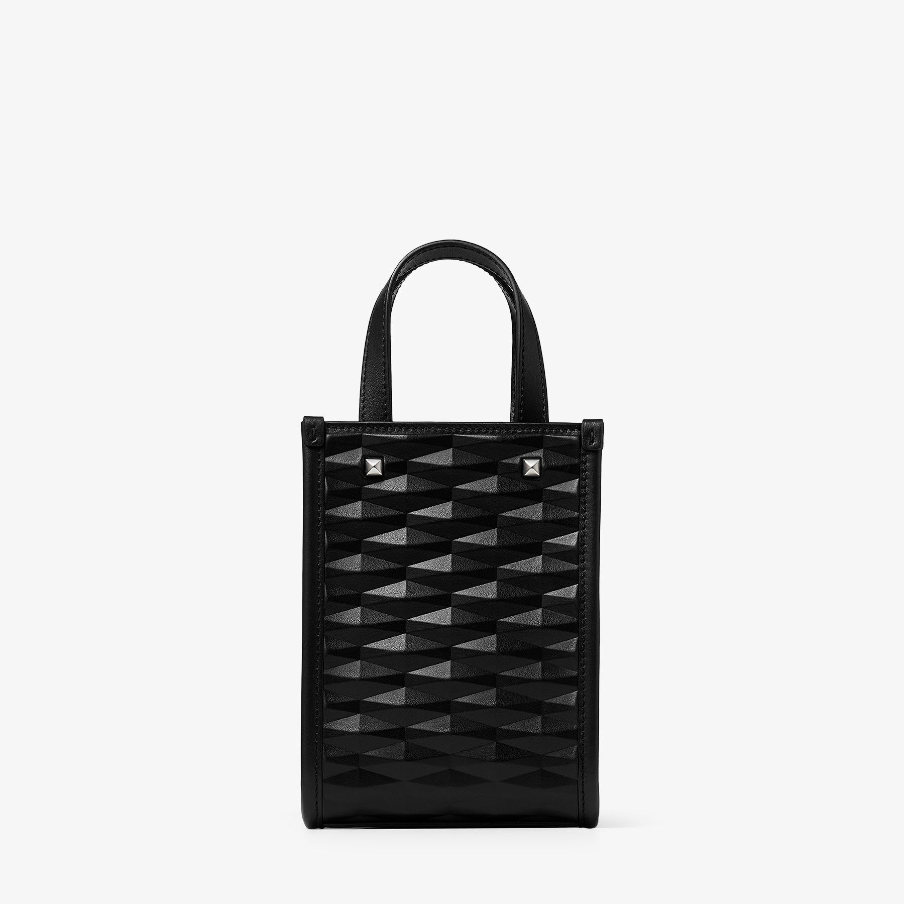 Mini N/S Tote
Black Diamond Embossed 3D Leather Mini Tote Bag - 6