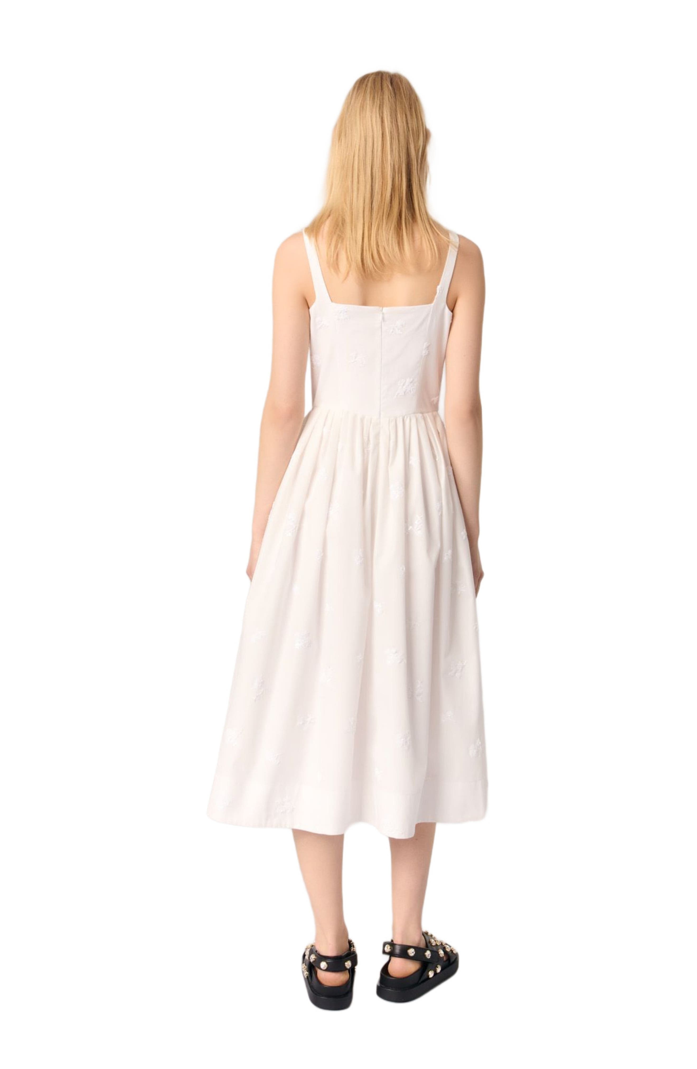maje Embroidered cotton midi dress in White at Nordstrom - 2