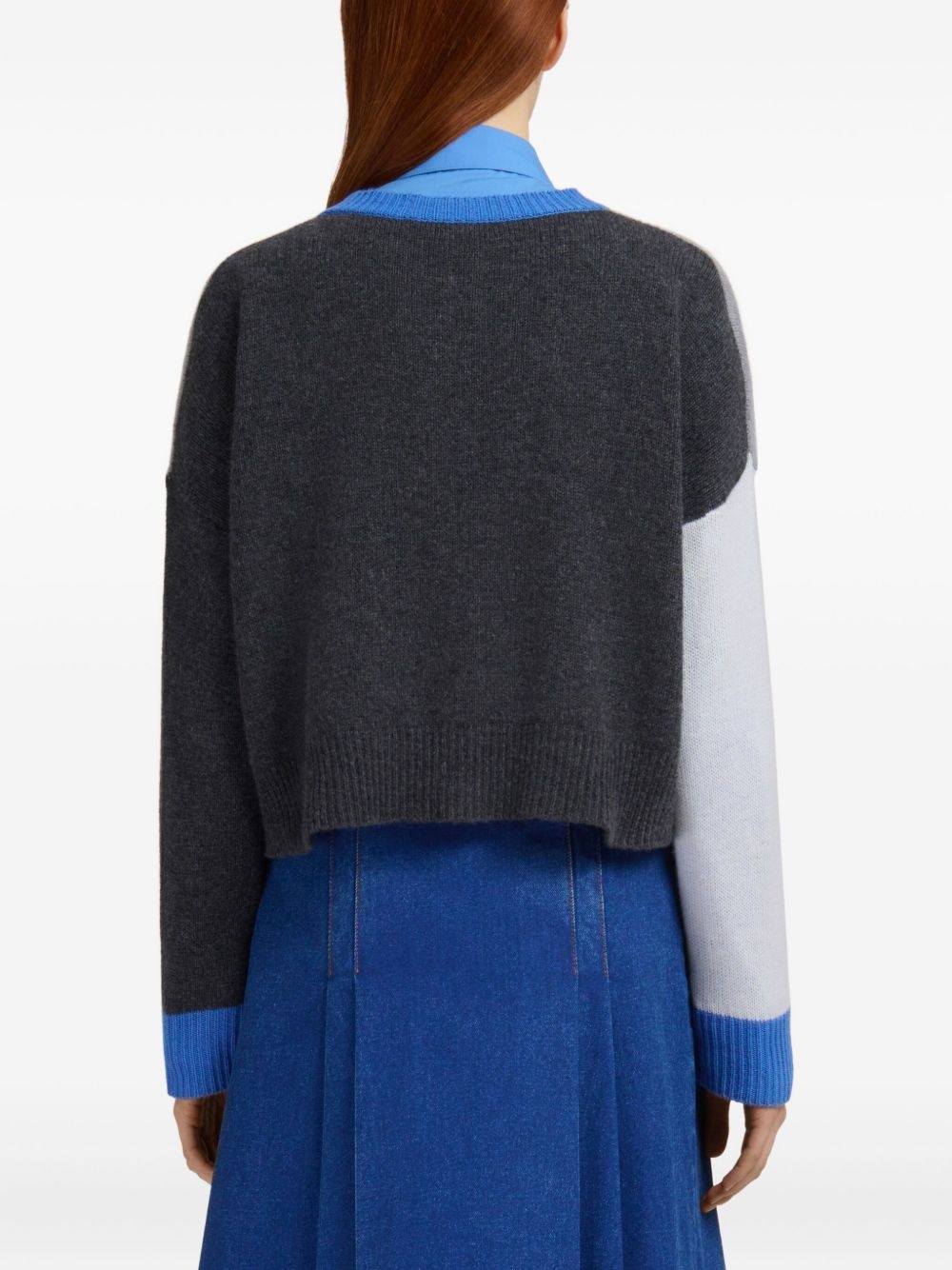 colour-blocked cropped cardigan - 4