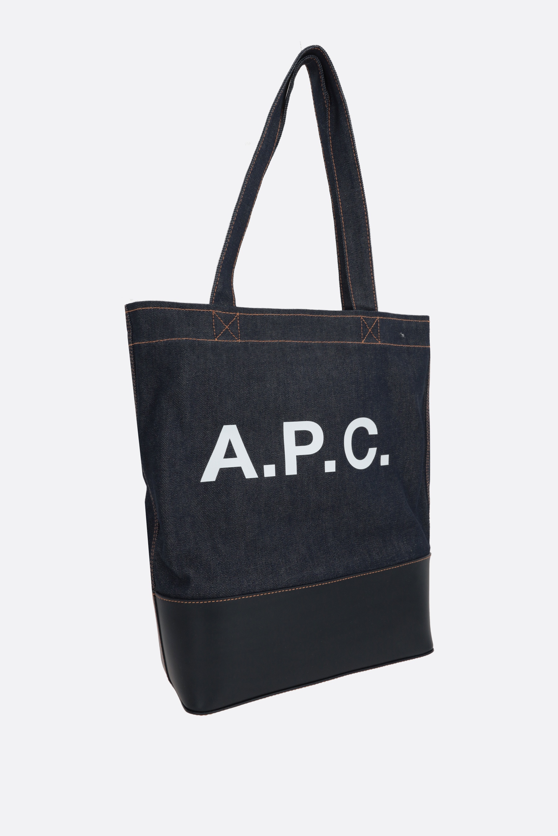 AXELLE DENIM AND SMOOTH LEATHER TOTE BAG - 2
