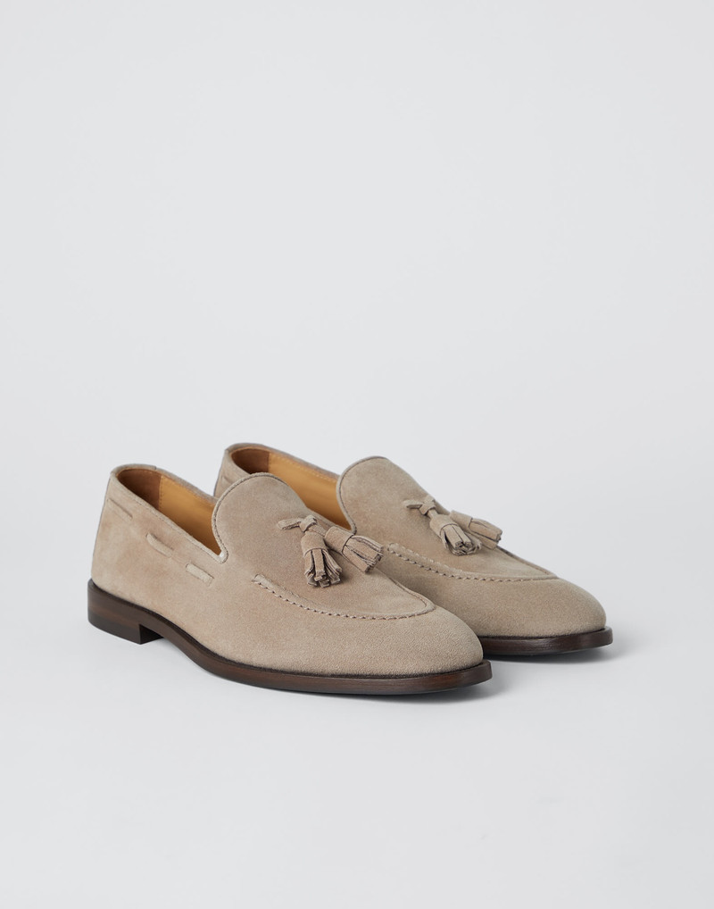 Suede loafers with tassels 1
