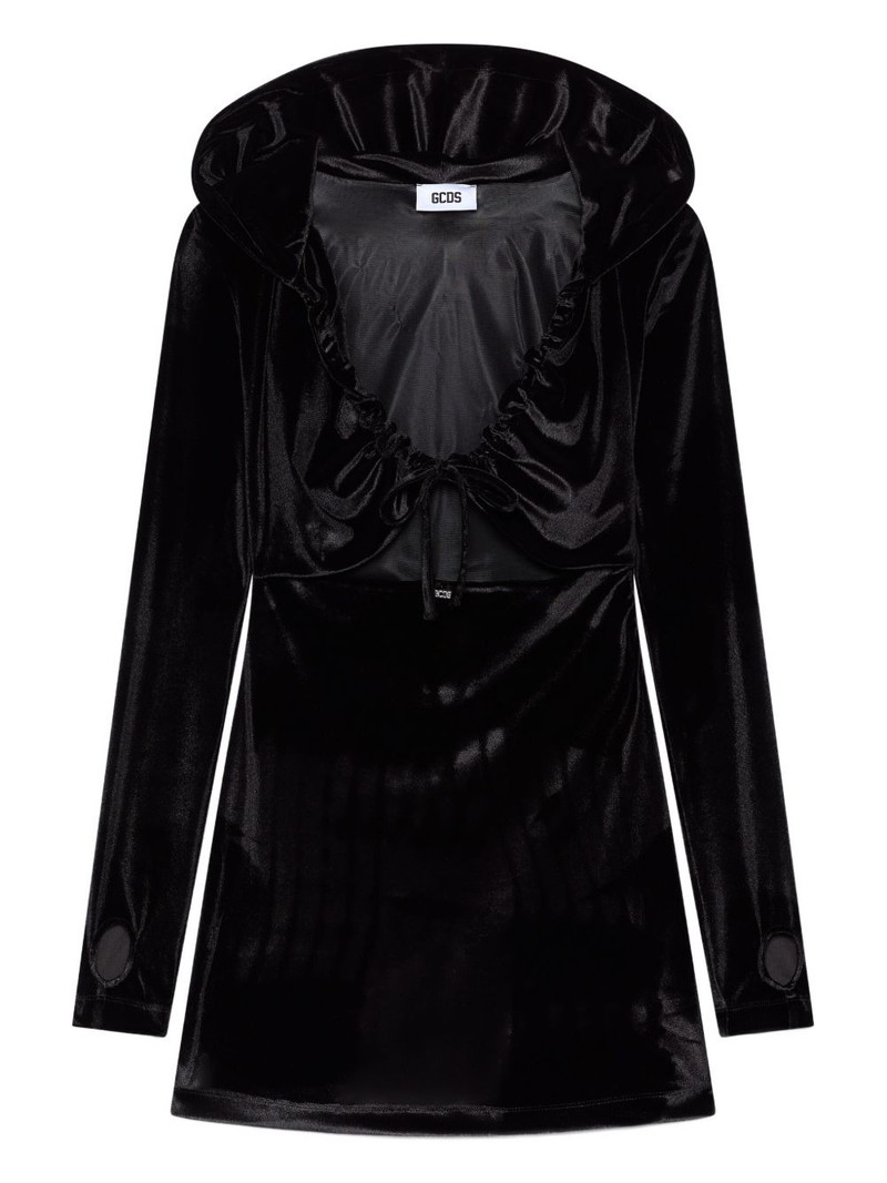 hooded ruffled mini dress 1