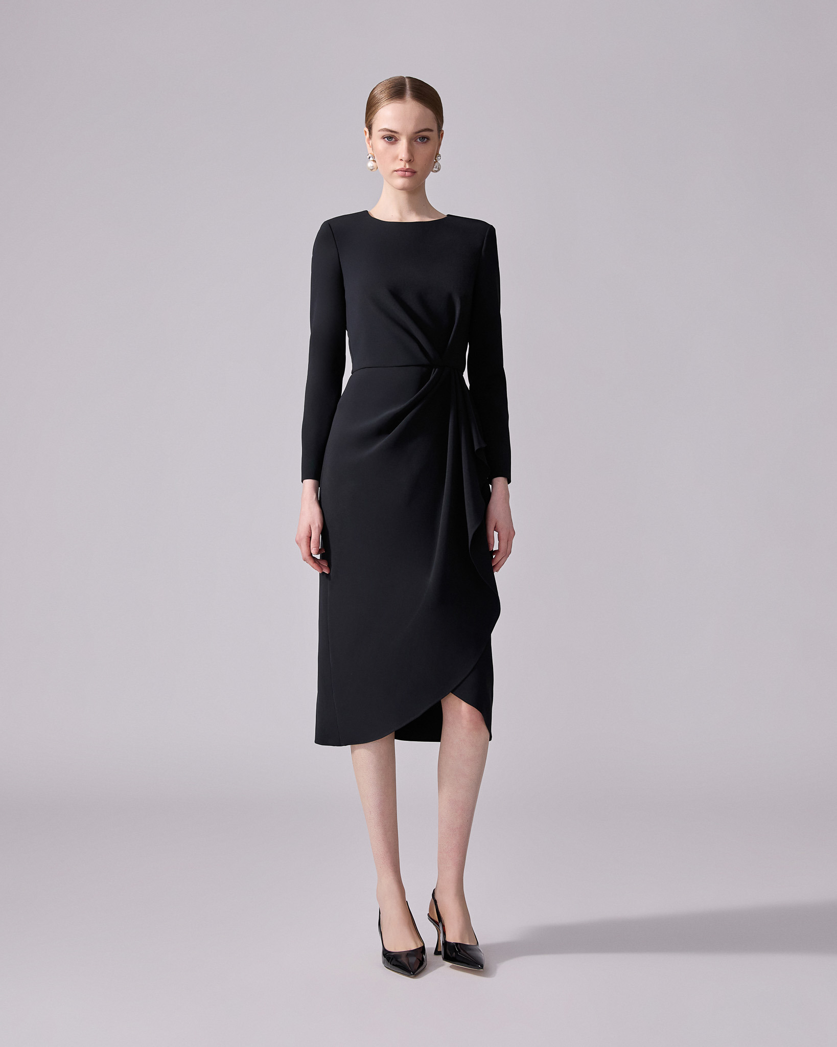Sheath Dress With Side Drape - 2