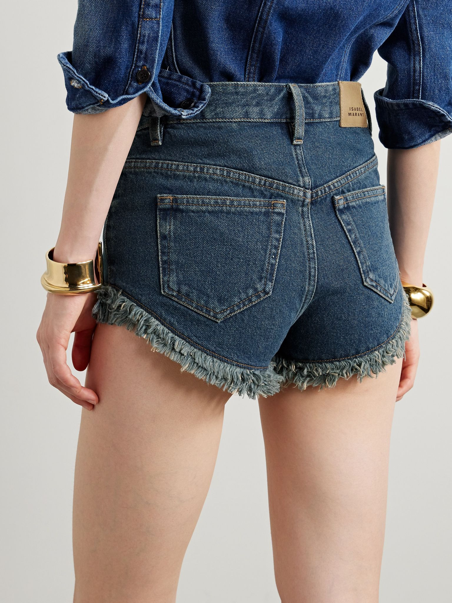 Eneidao fringed denim shorts Mid denim - 4