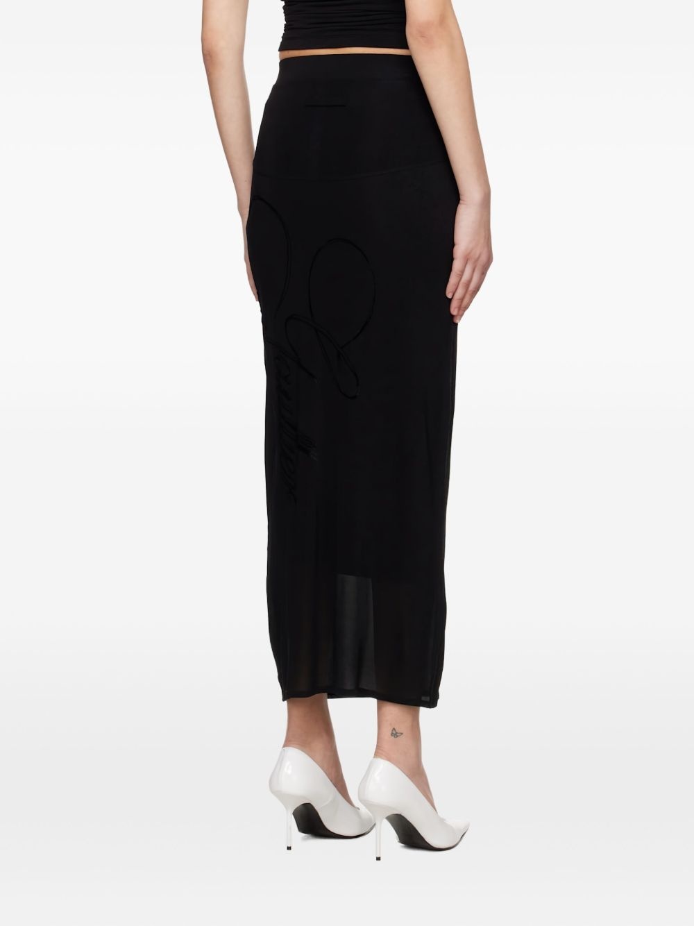 flocked-logo midi skirt - 4