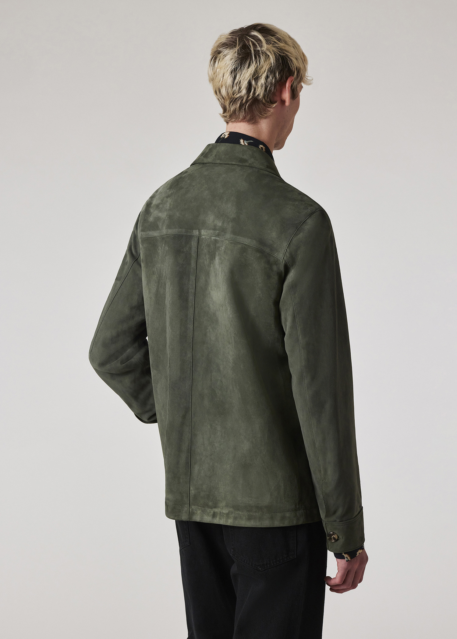Dark Green Casual-Fit Suede Jacket - 7