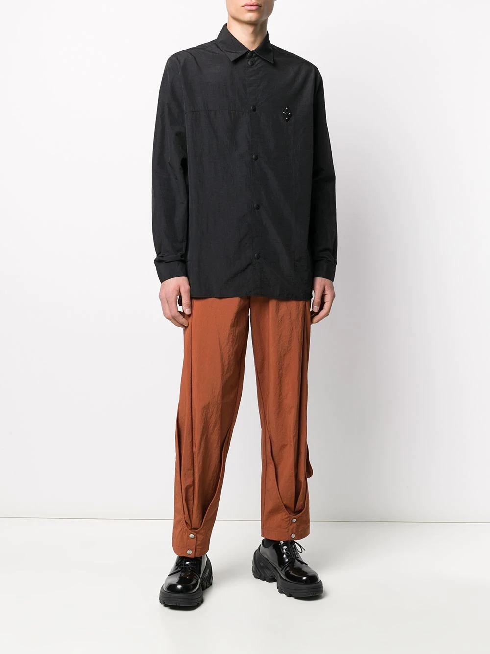 layered straight-leg trousers - 6