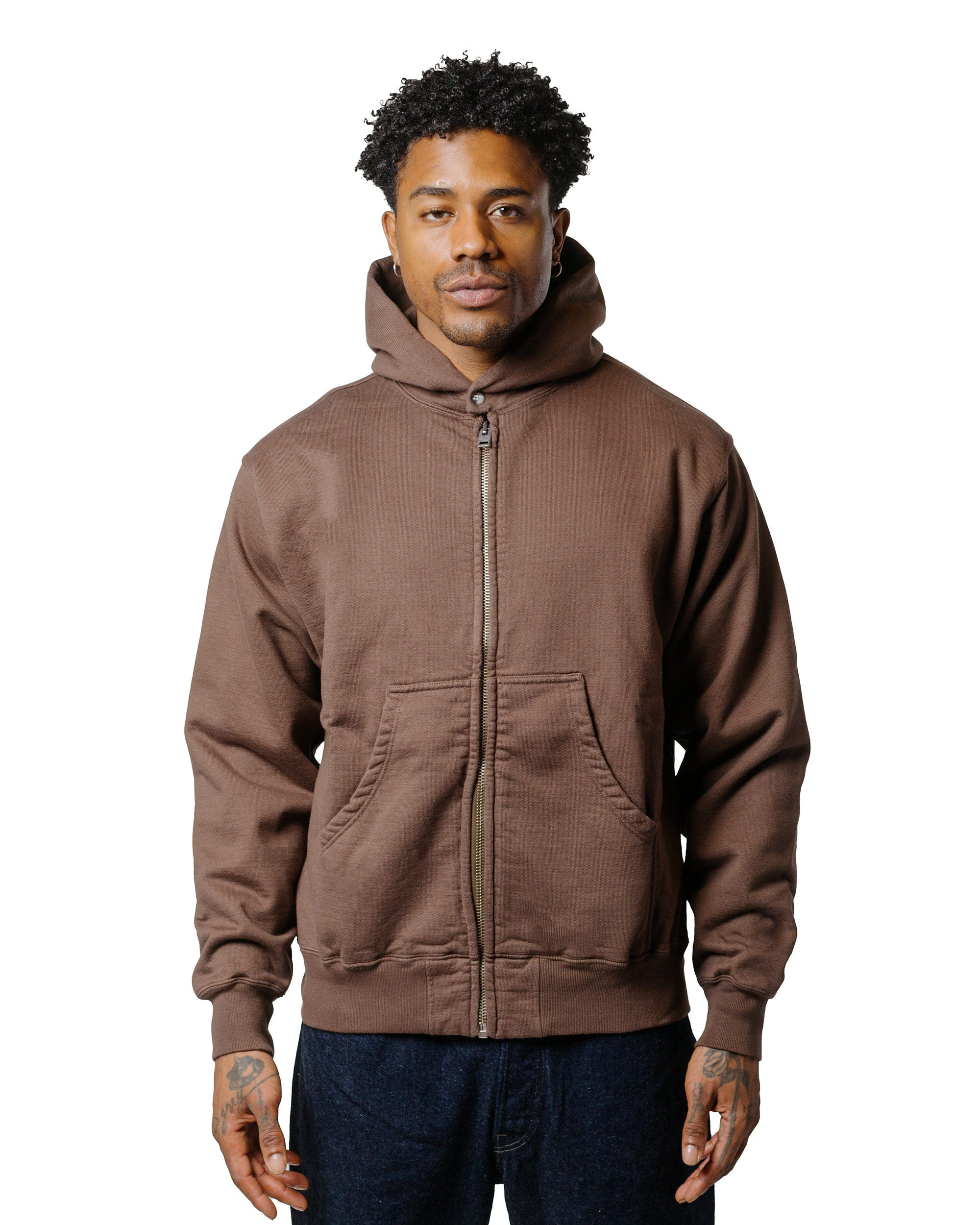 Athletic Full Zip Hoodie Stone Brown - 2