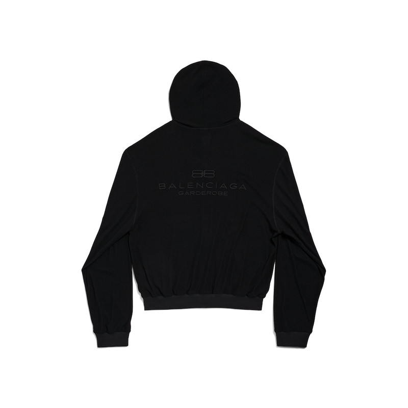 BALENCIAGA Women's Bb Garderobe Zip-up Hoodie Small Fit in Black outlook