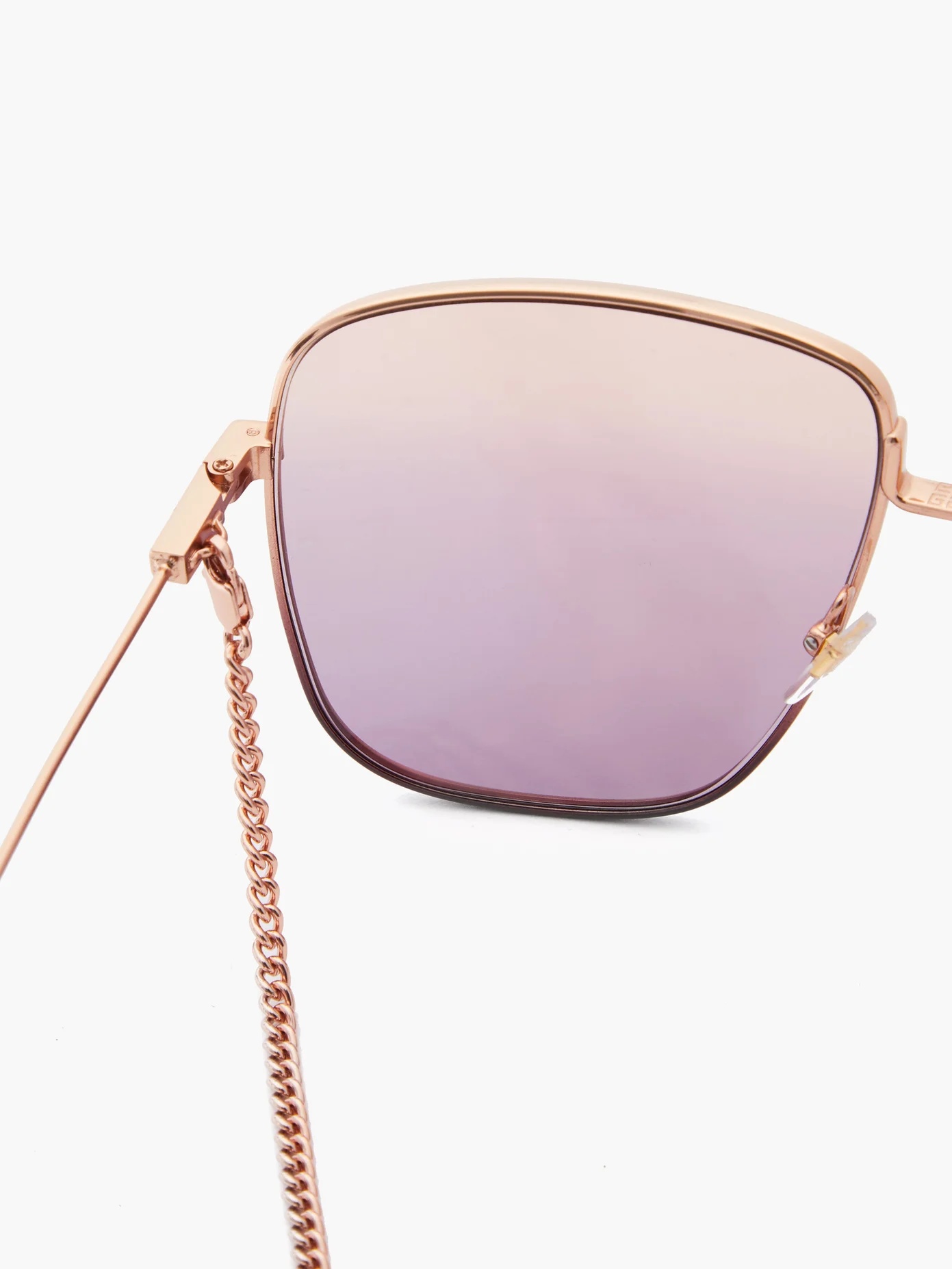 Oversized-square metal sunglasses and chain - 3