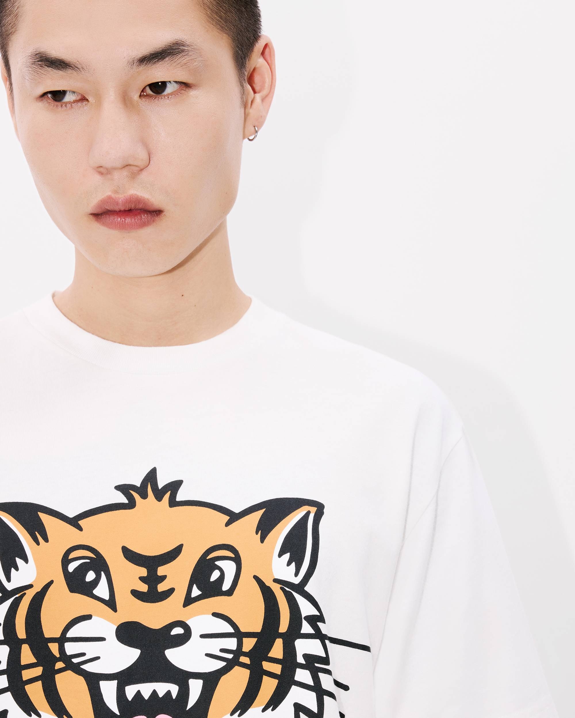 KENZO ケンゾー 'Gots Happy Tiger' White Crewneck T-Shirt KENZO Gots Happy Tiger Crewneck T-Shirt in White for Men | Lyst
