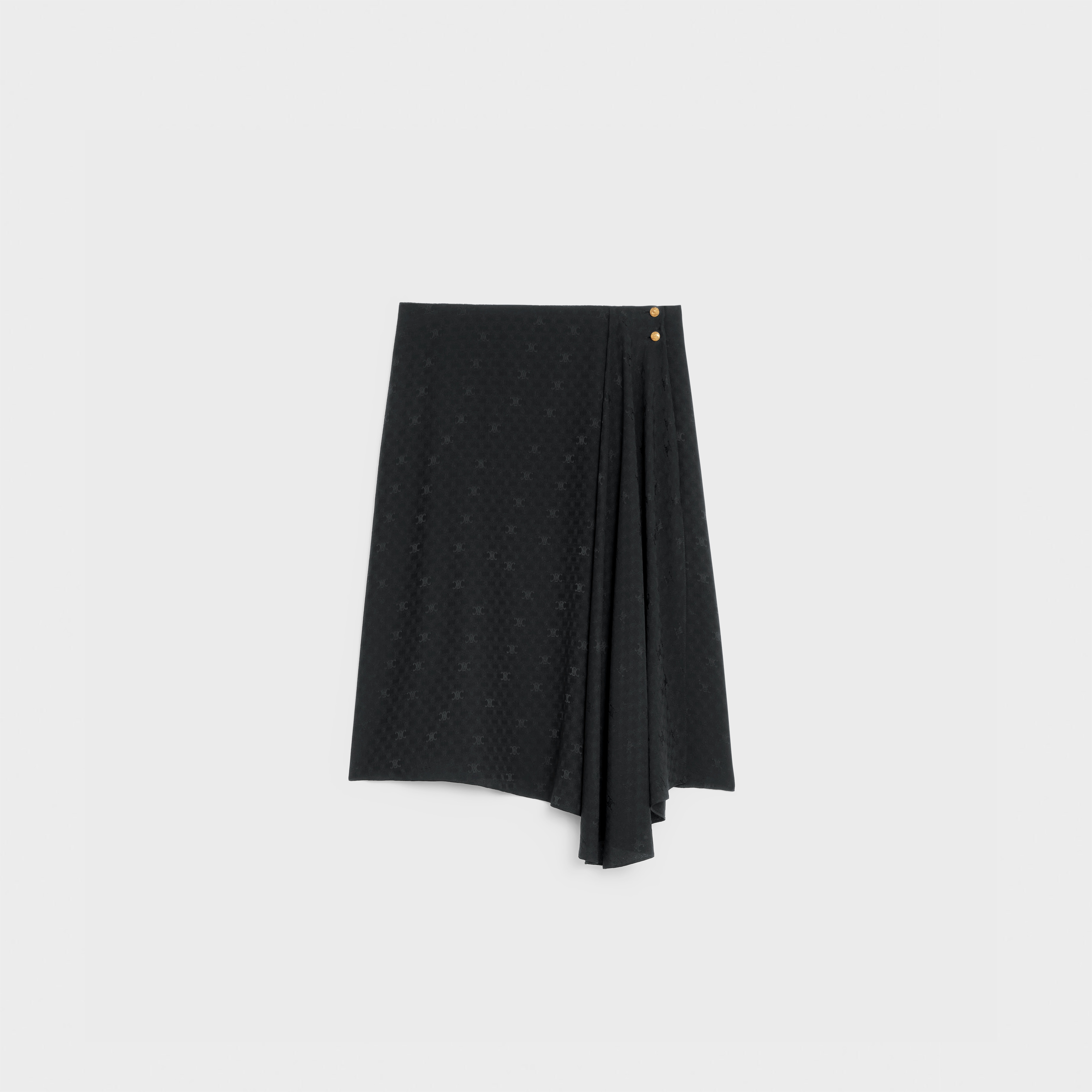 Asymmetrical skirt in shiny matte Silk - 1