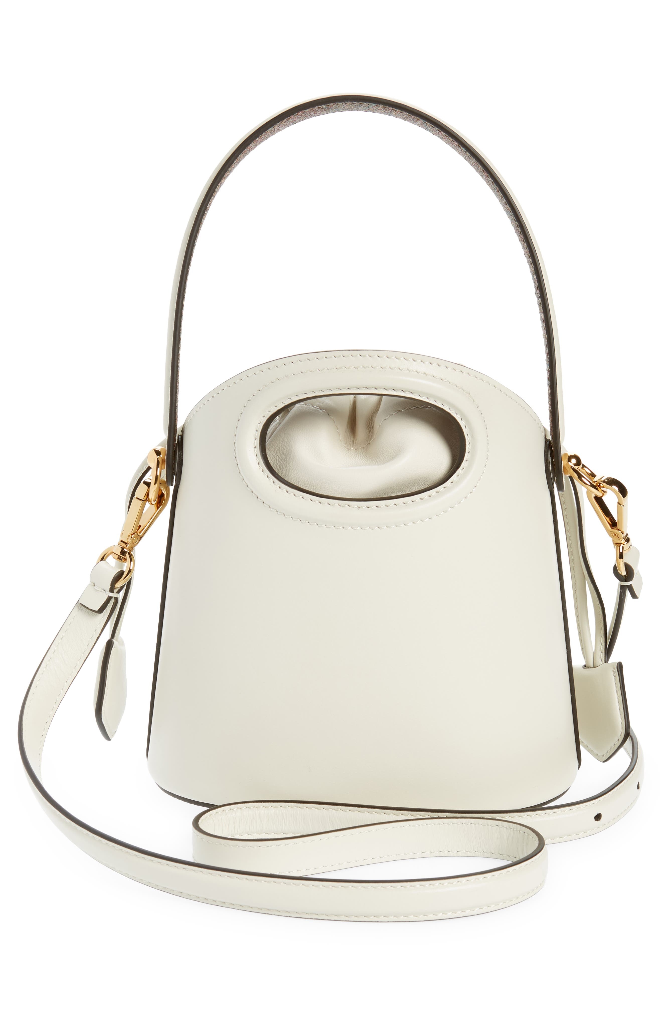 Small Saturno Leather Bucket Bag - 4