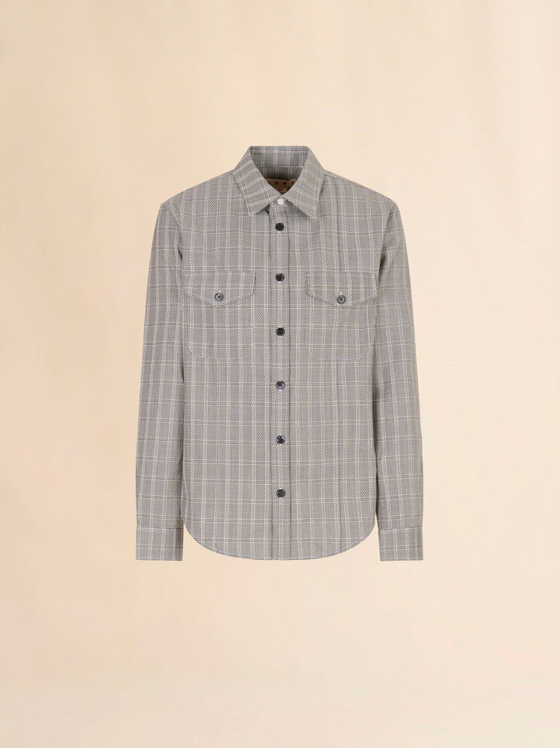BROWN WOOL SHIRT WITH TARTAN CHECK 1