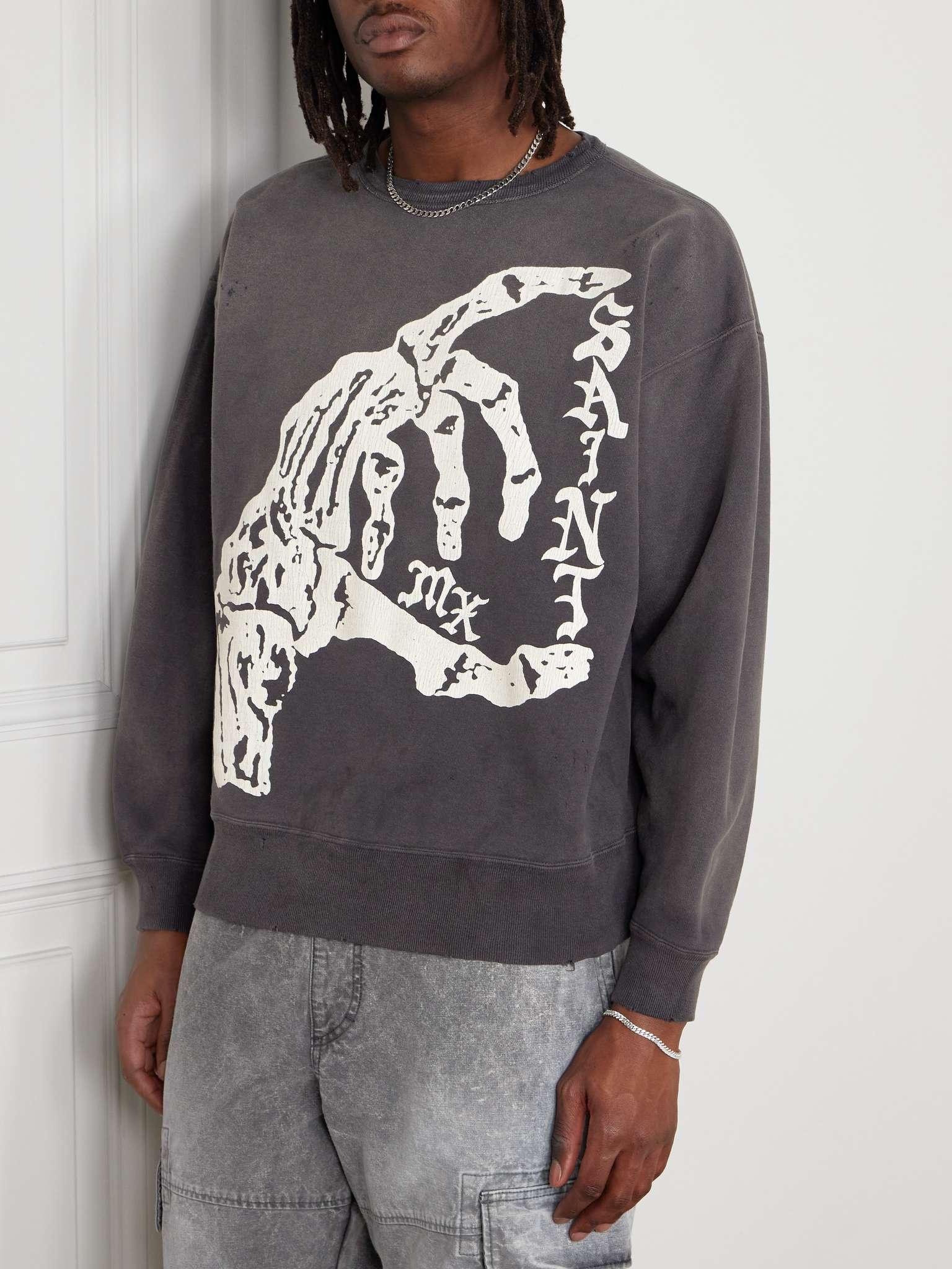 Distressed Printed Cotton-Jersey Sweatshirt - 3
