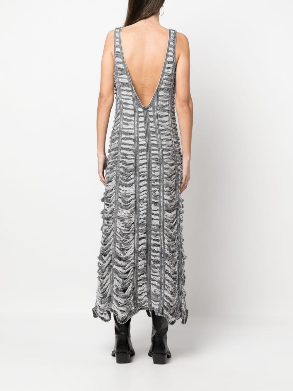 ruched denim sleeveless dress - 4