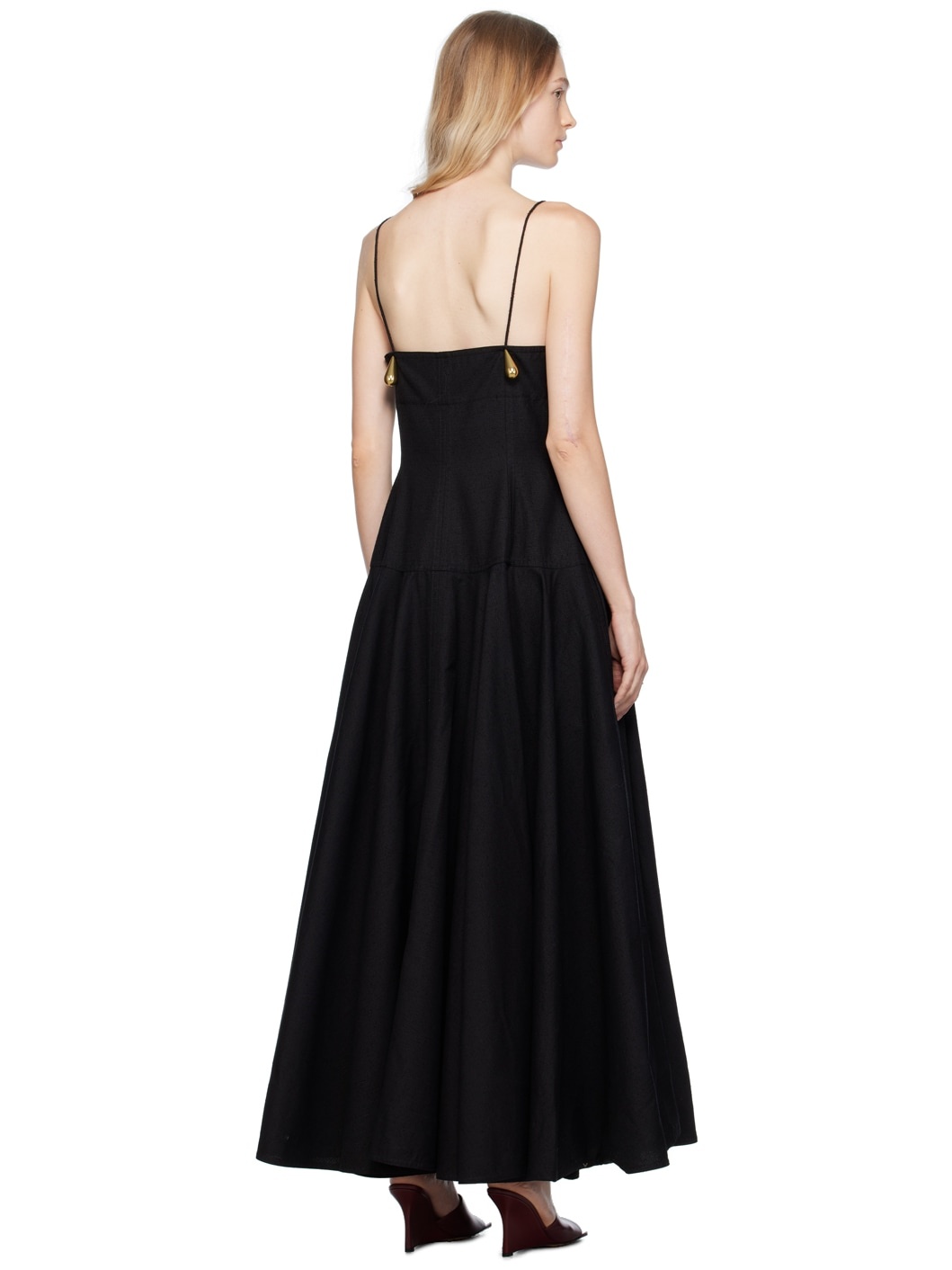 Black Metal Drops Maxi Dress - 3