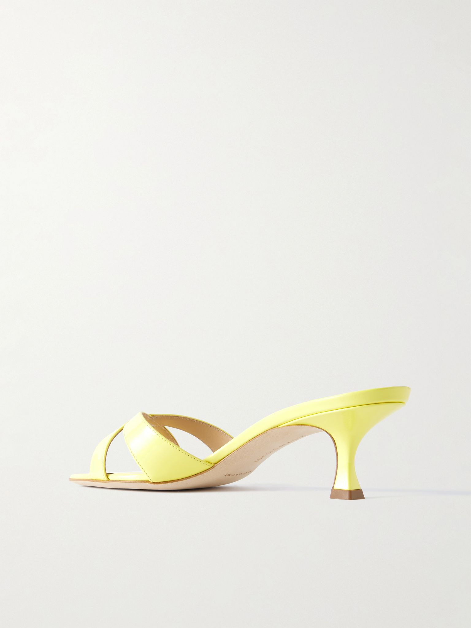 Callamu 50 patent-leather mules Pastel yellow - 3
