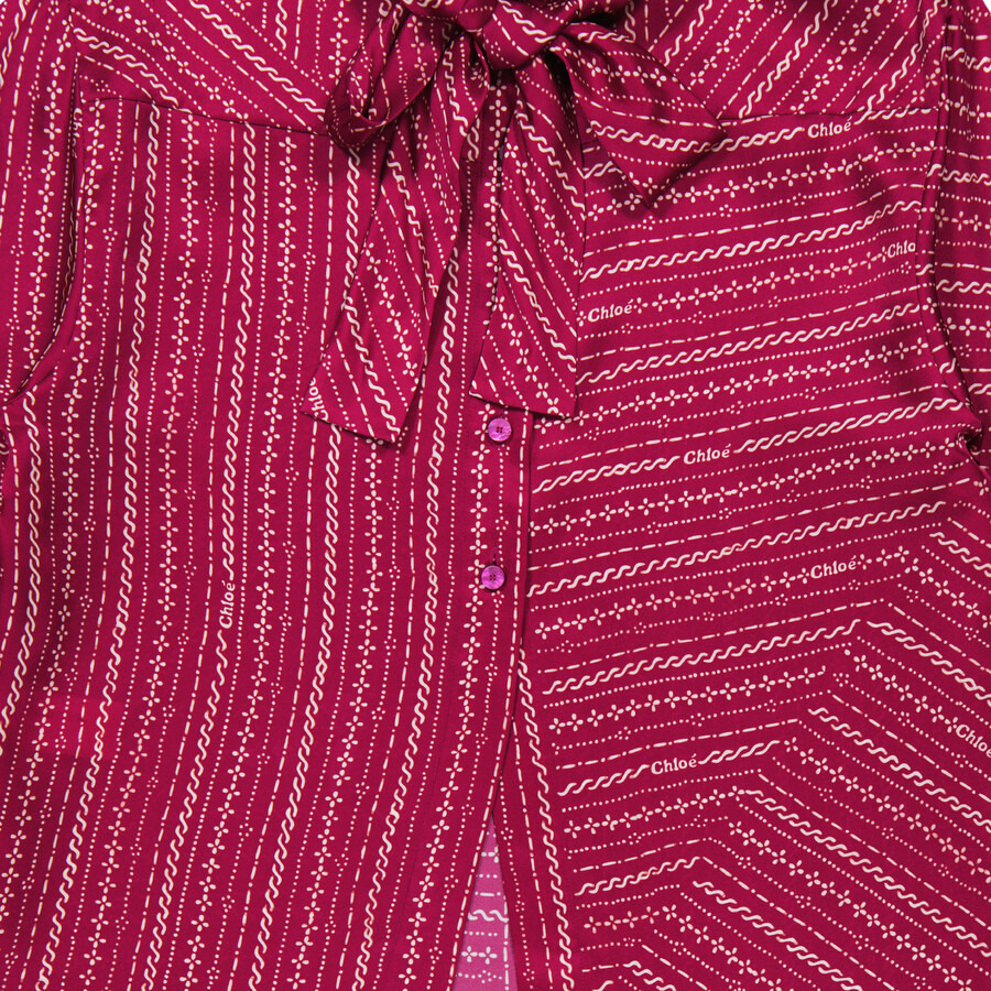 Chloe Ladies Pink Pussy Bow Silk Top, Brand - 6