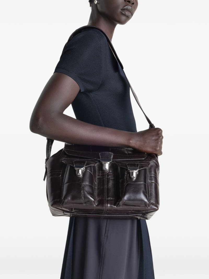 Lemaire medium Gear croco-embossed flap messenger bag outlook