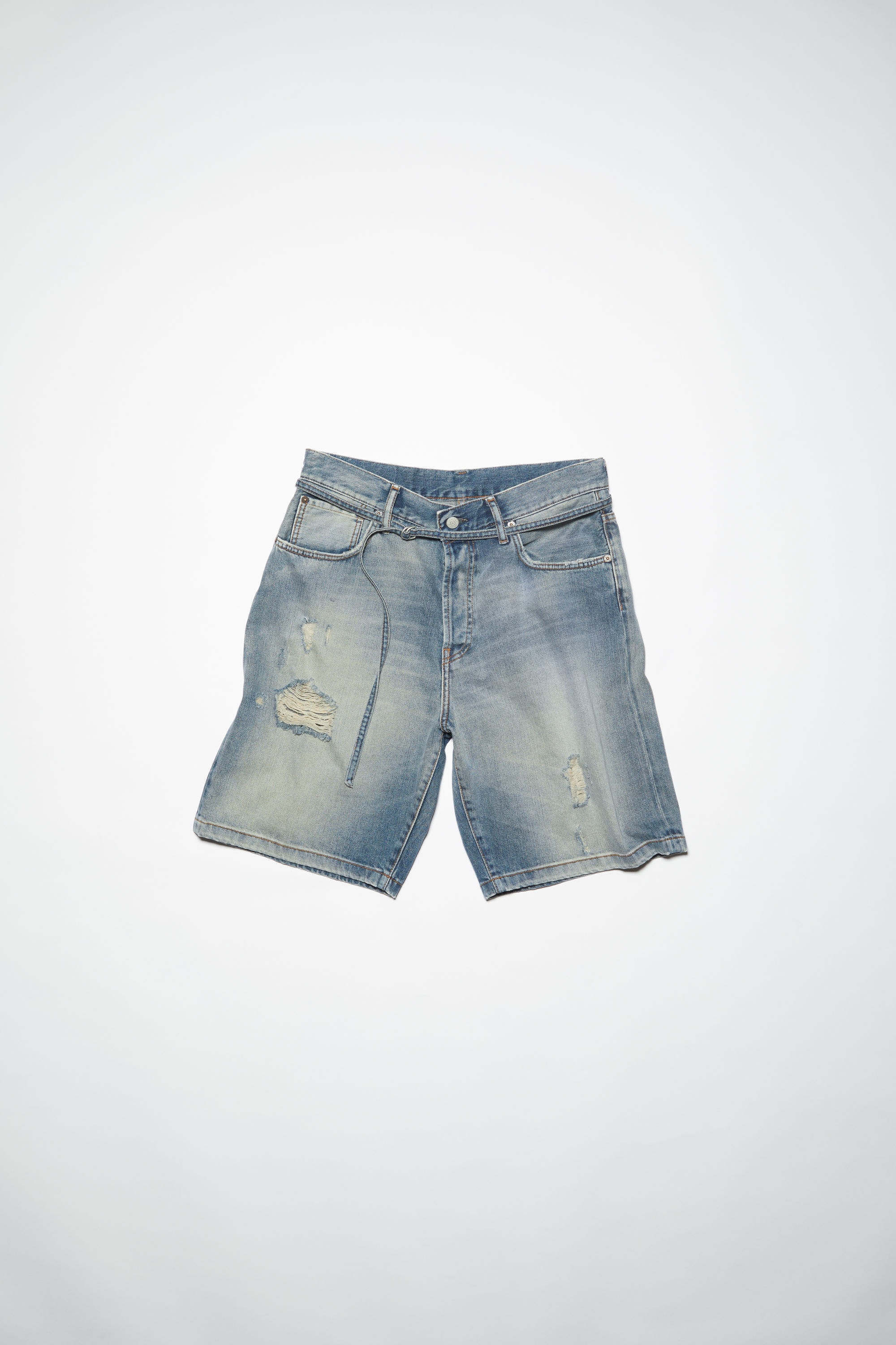 Loose fit denim shorts - Mid Blue - 7