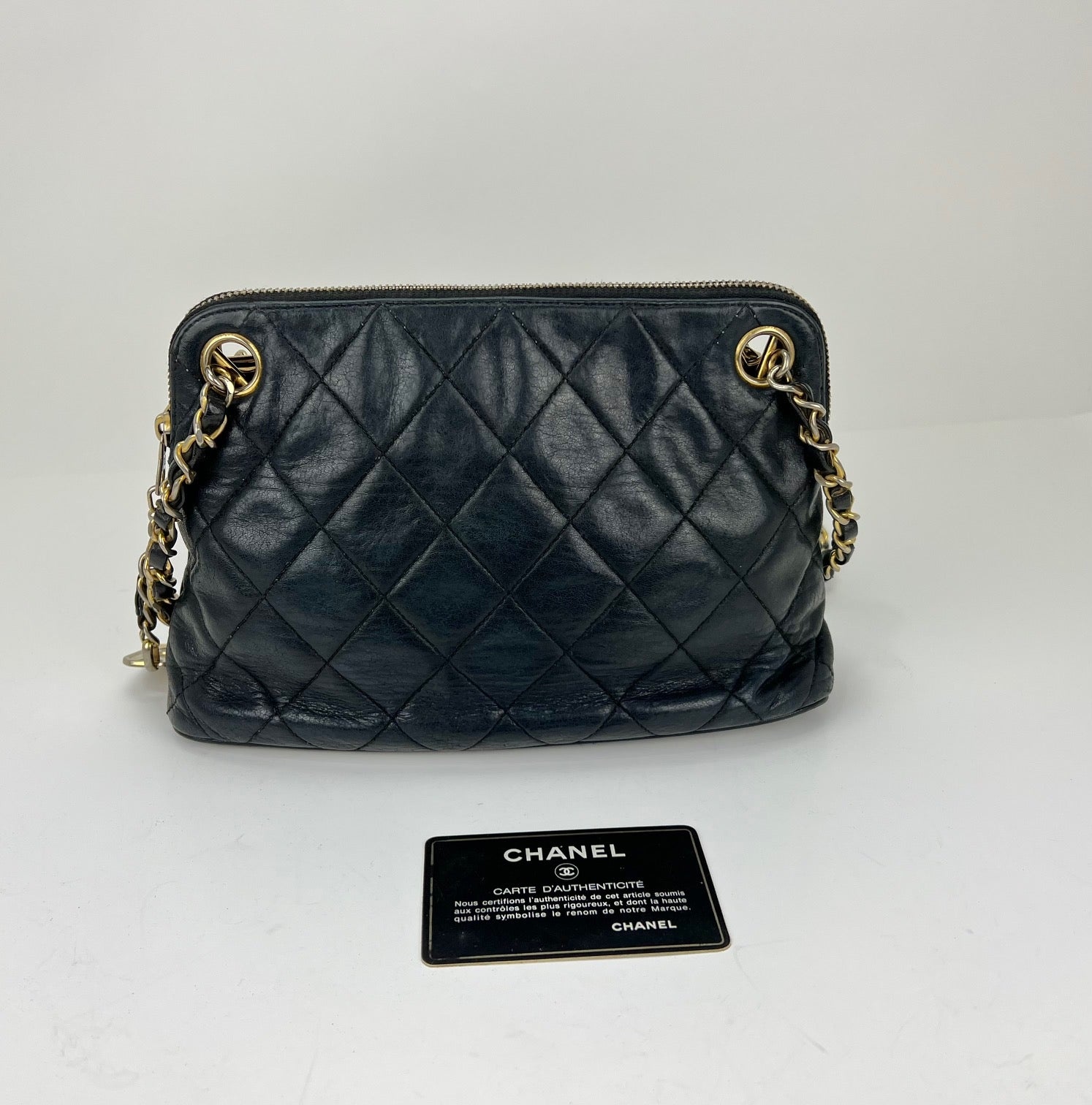 CHANEL Bag Quilted Lambskin Leather Chain Vintage Black Mini Shoulder Bag Preowned - 6