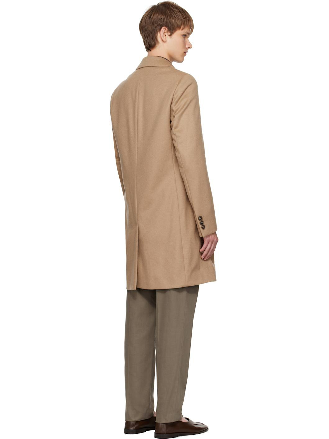 Beige Regular-Fit Wool & Cashmere Coat - 3