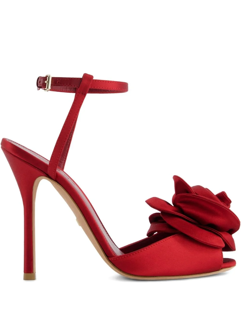 110mm satin rose-embellished sandals - 1