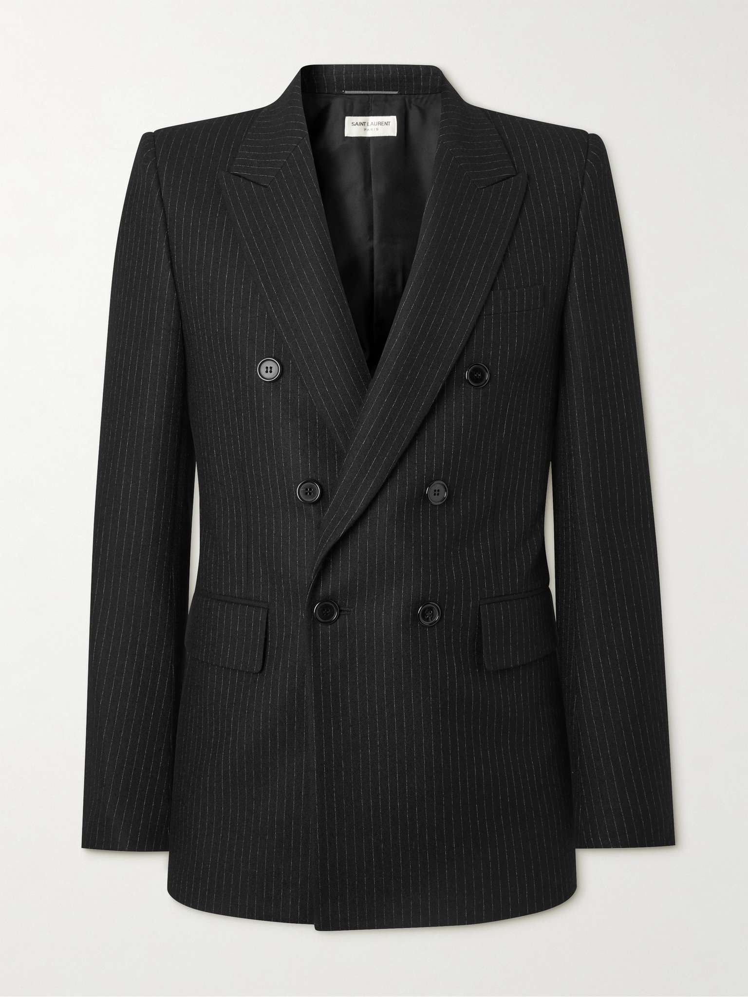 Double-Breasted Pinstriped Wool and Cotton-Blend Flannel Blazer - 1