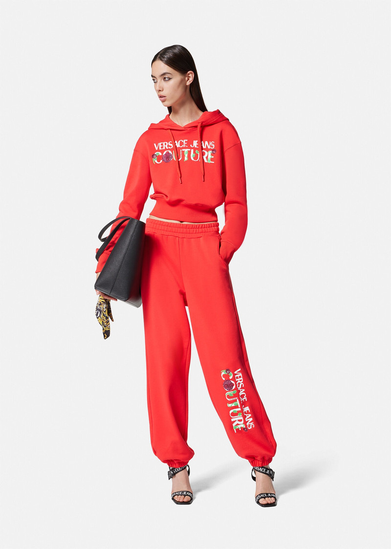 VERSACE JEANS COUTURE Roses Logo Crop Hoodie outlook