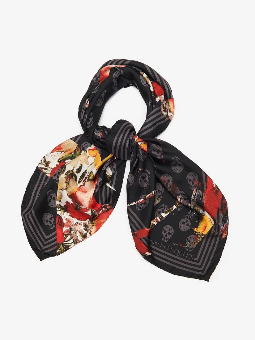 Women's Dutch Floral Biker Foulard in Black/red - 2