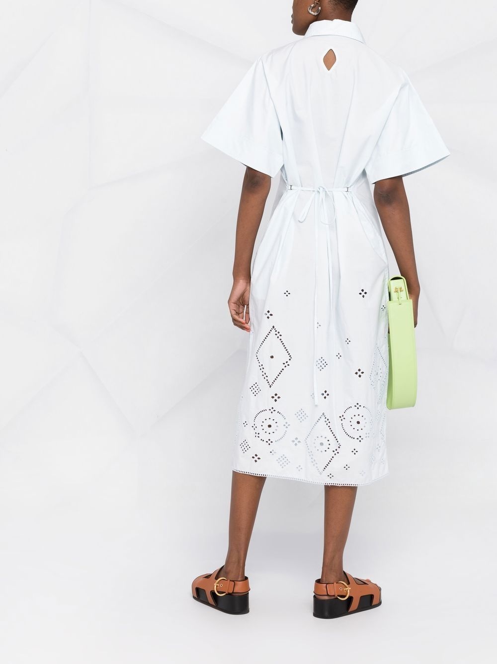 broderie anglaise midi shirt dress - 6