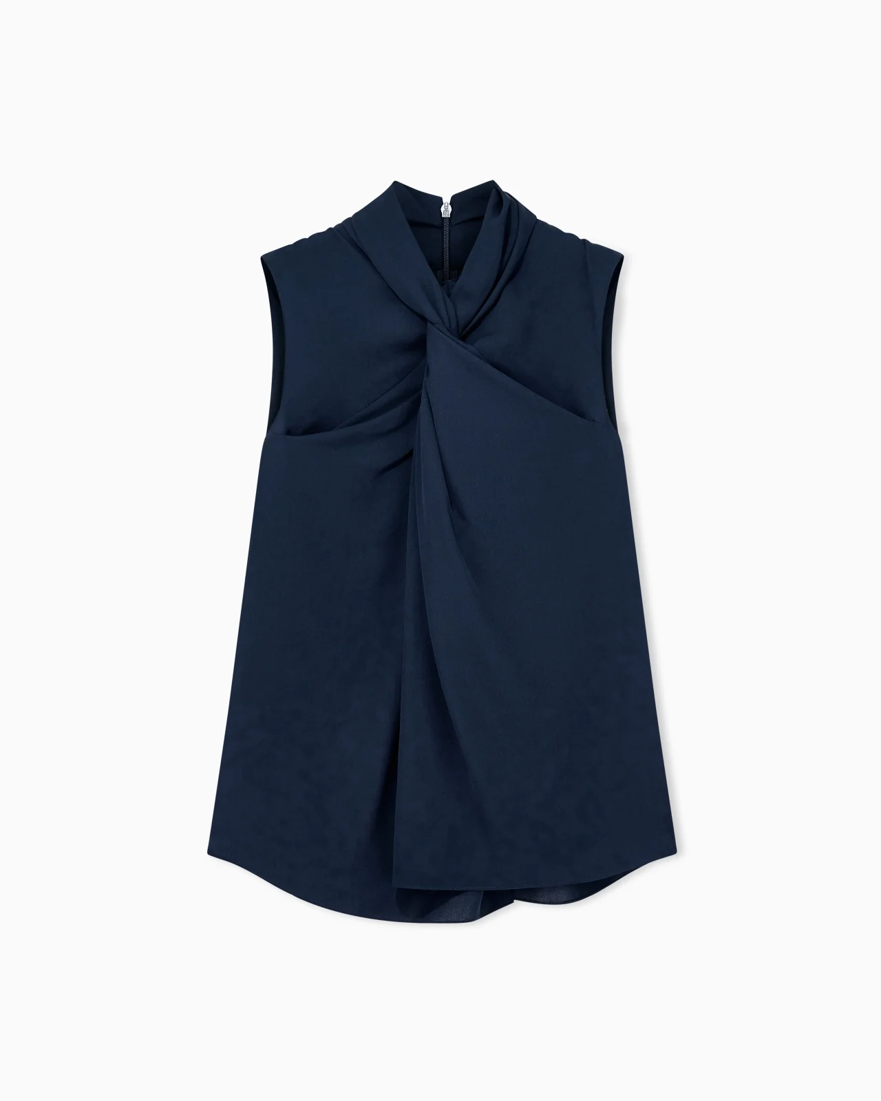SHIRT SLEEVELESS SILK GEORGETTE WITH DRAPED NECKLINE - 1