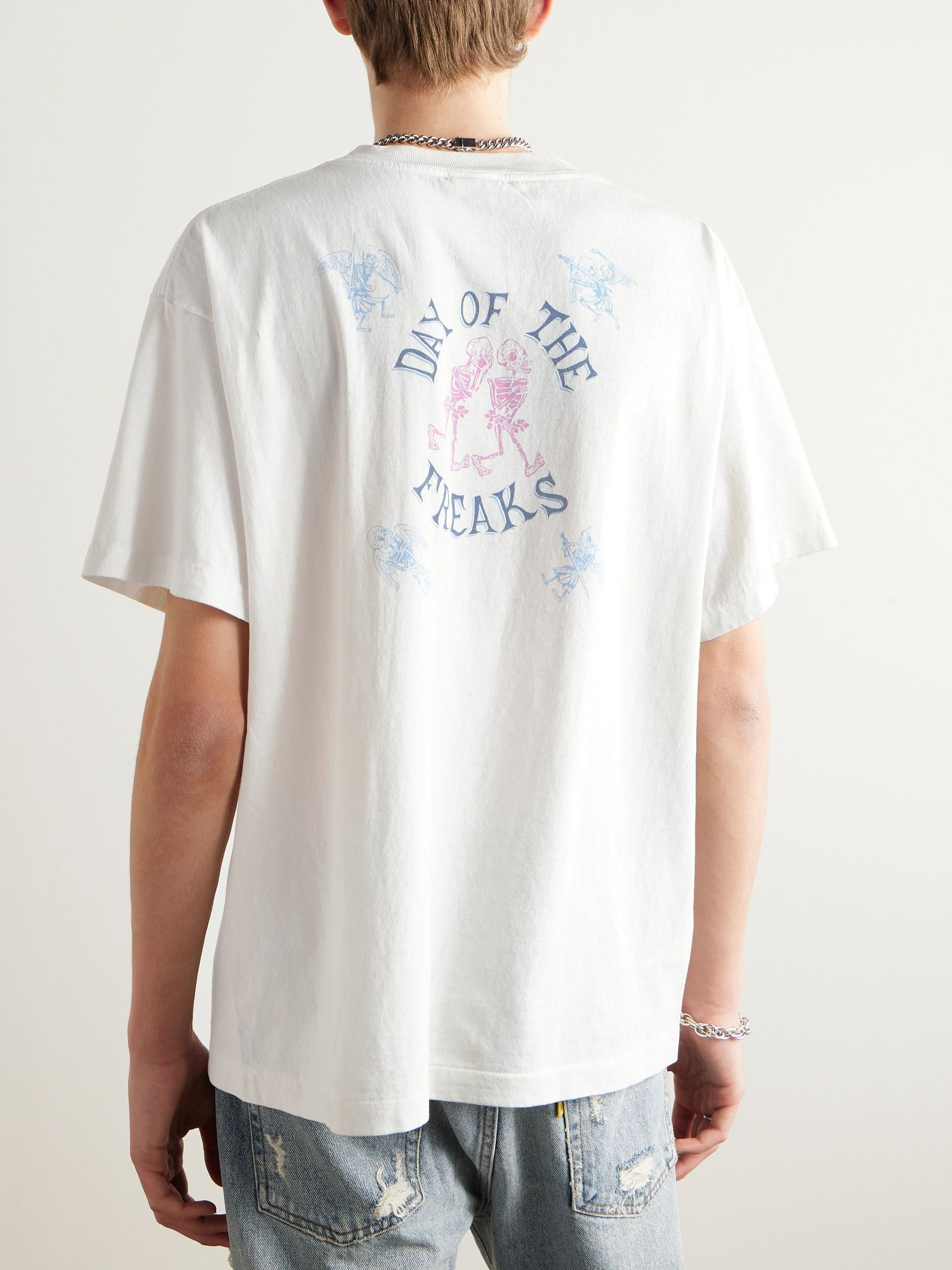 Day Of The Freaks Printed Cotton-Jersey T-Shirt White - 3
