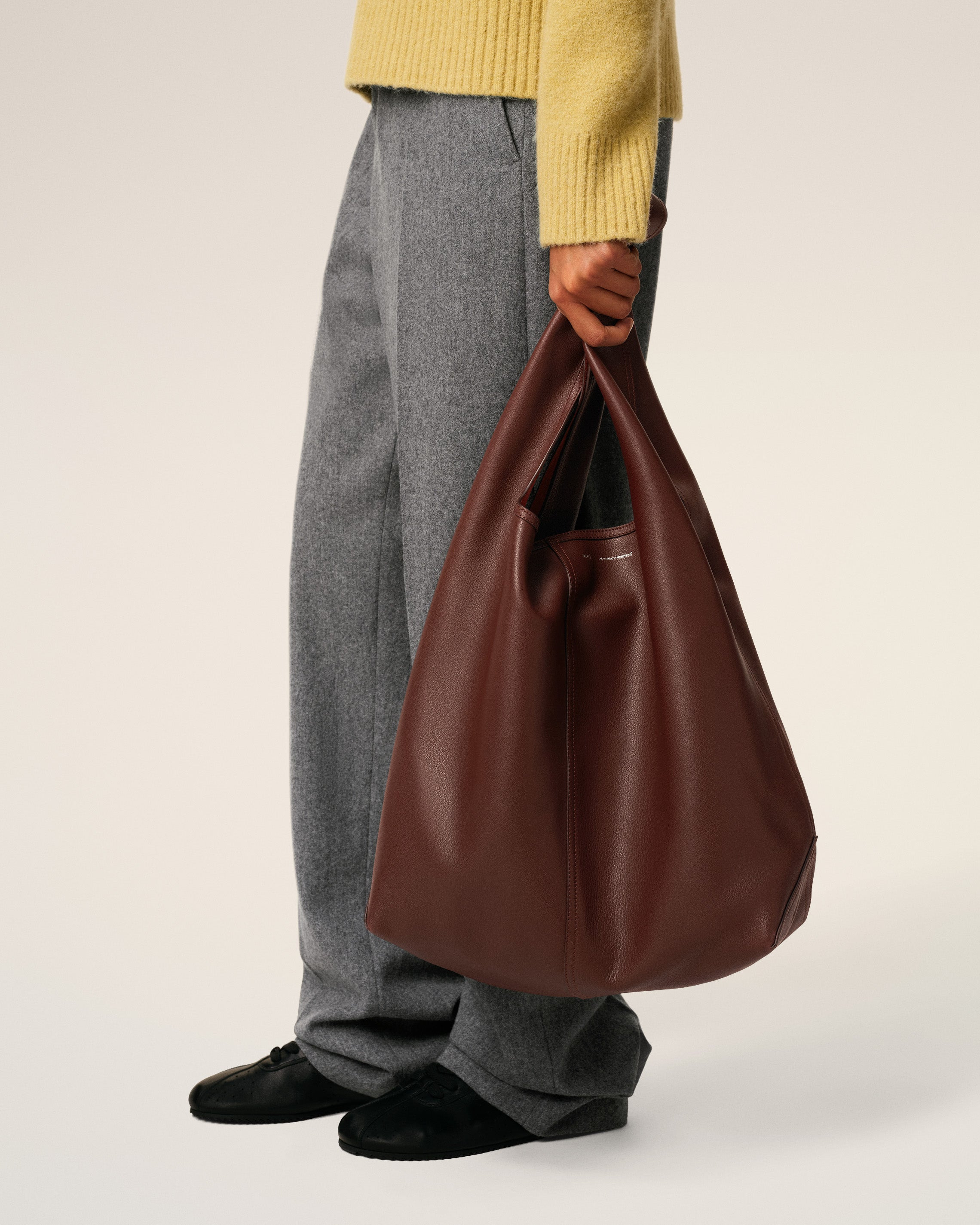 BURGUNDY SUPPLE LEATHER ETIENNE HOBO BAG - 2