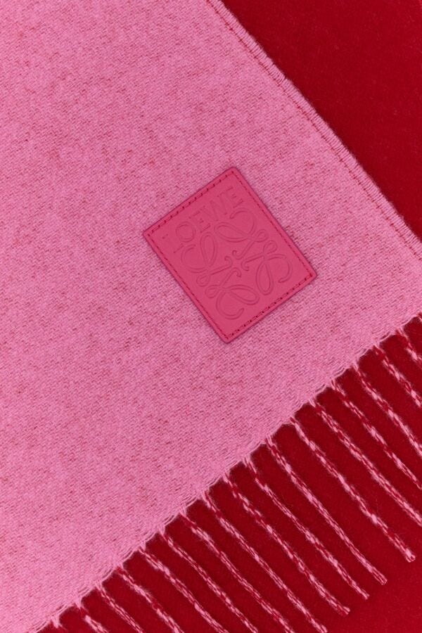 Loewe Woman Fuchsia Wool Blend Reversible Scarf - 2