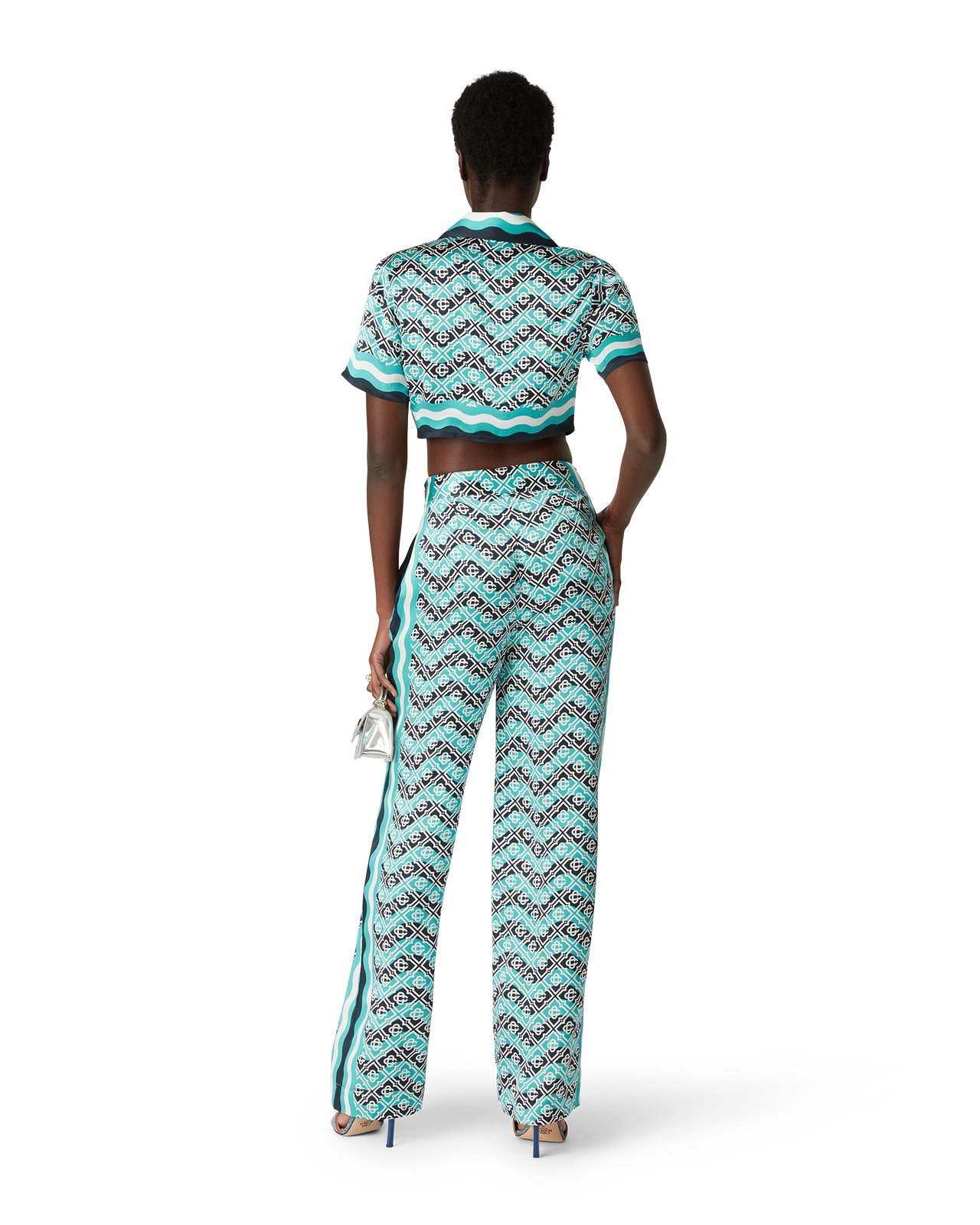 Monogram Wave Cropped Silk Shirt | Casablanca Paris - 3