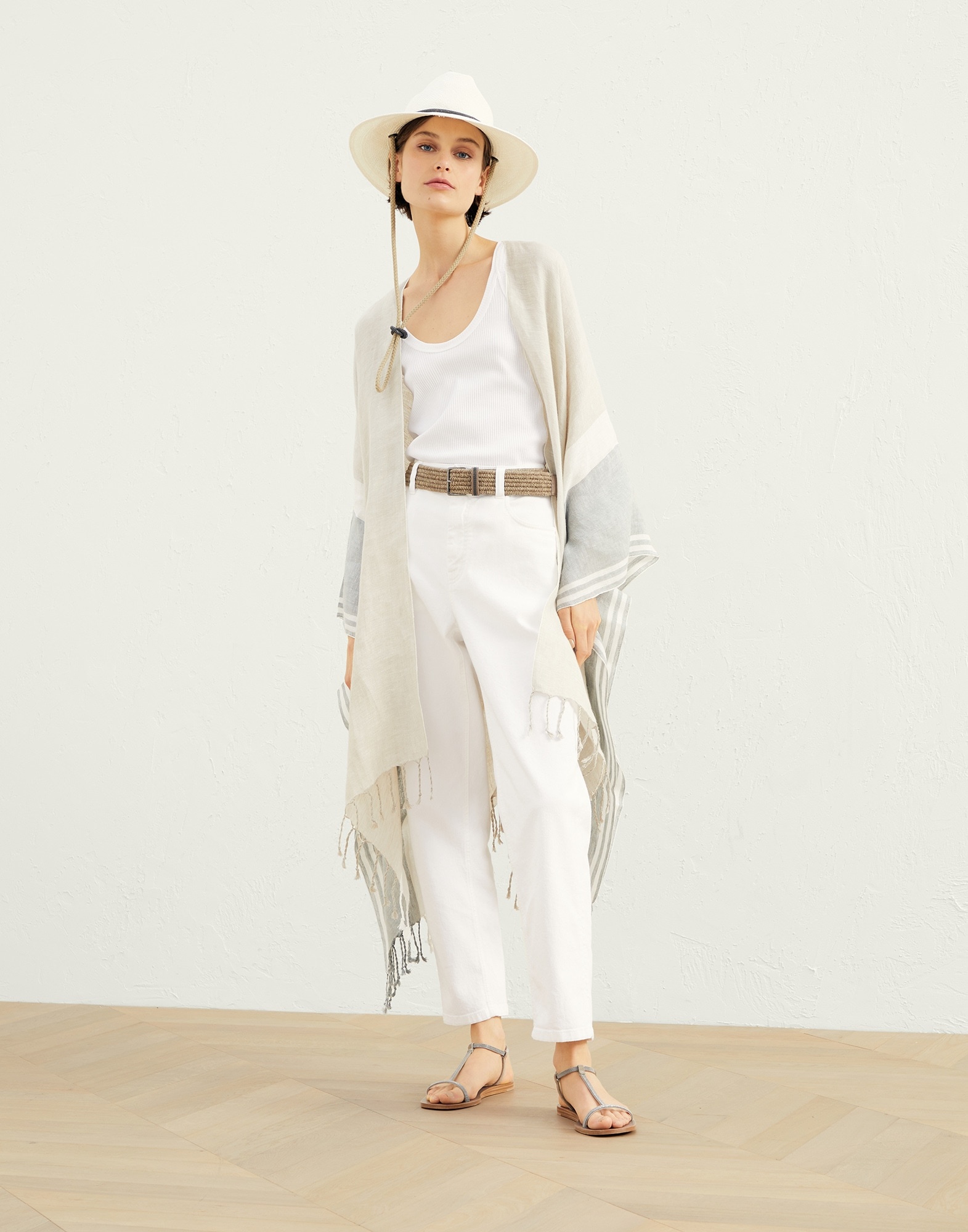 Linen shawl with stripes - 5