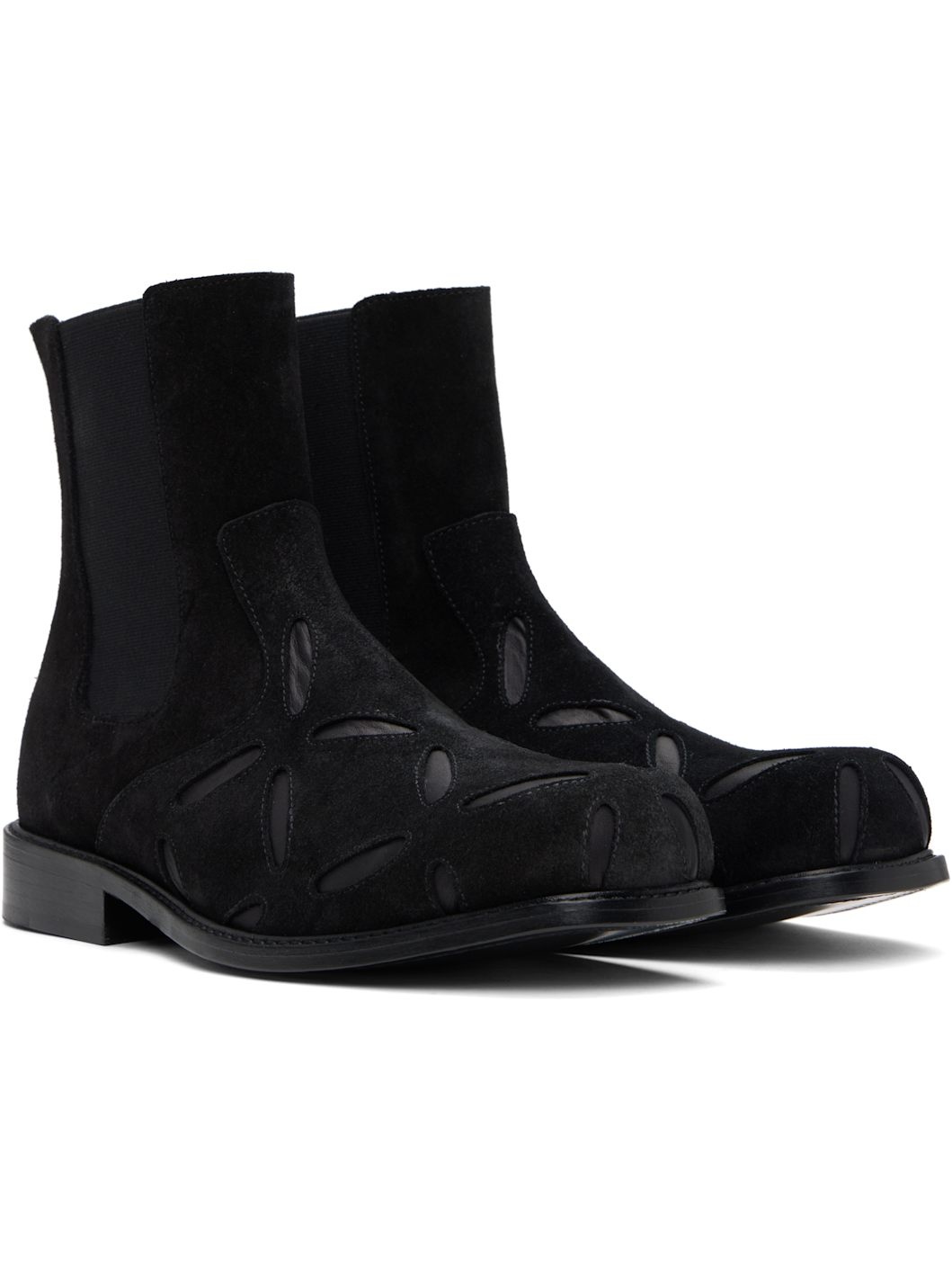 Black Slashed Chelsea Boots - 4