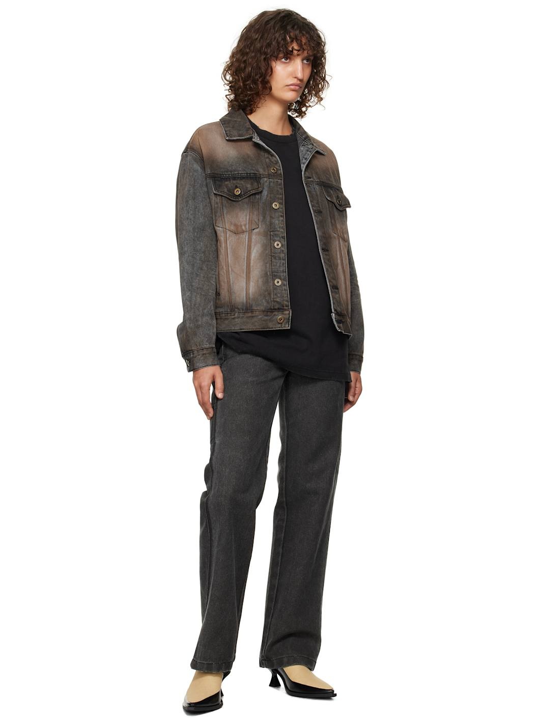 Black Washed Denim Jacket - 4