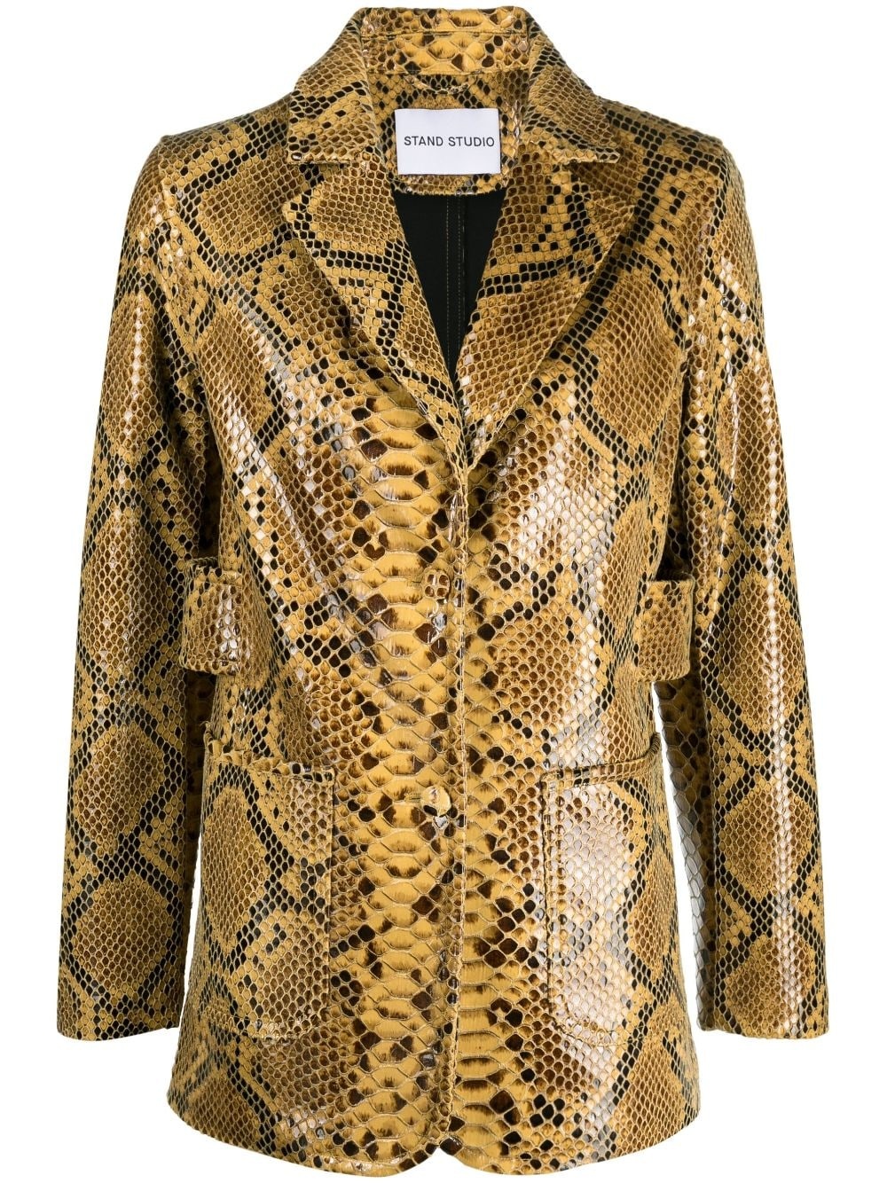 snakeskin-print single-breasted blazer - 1