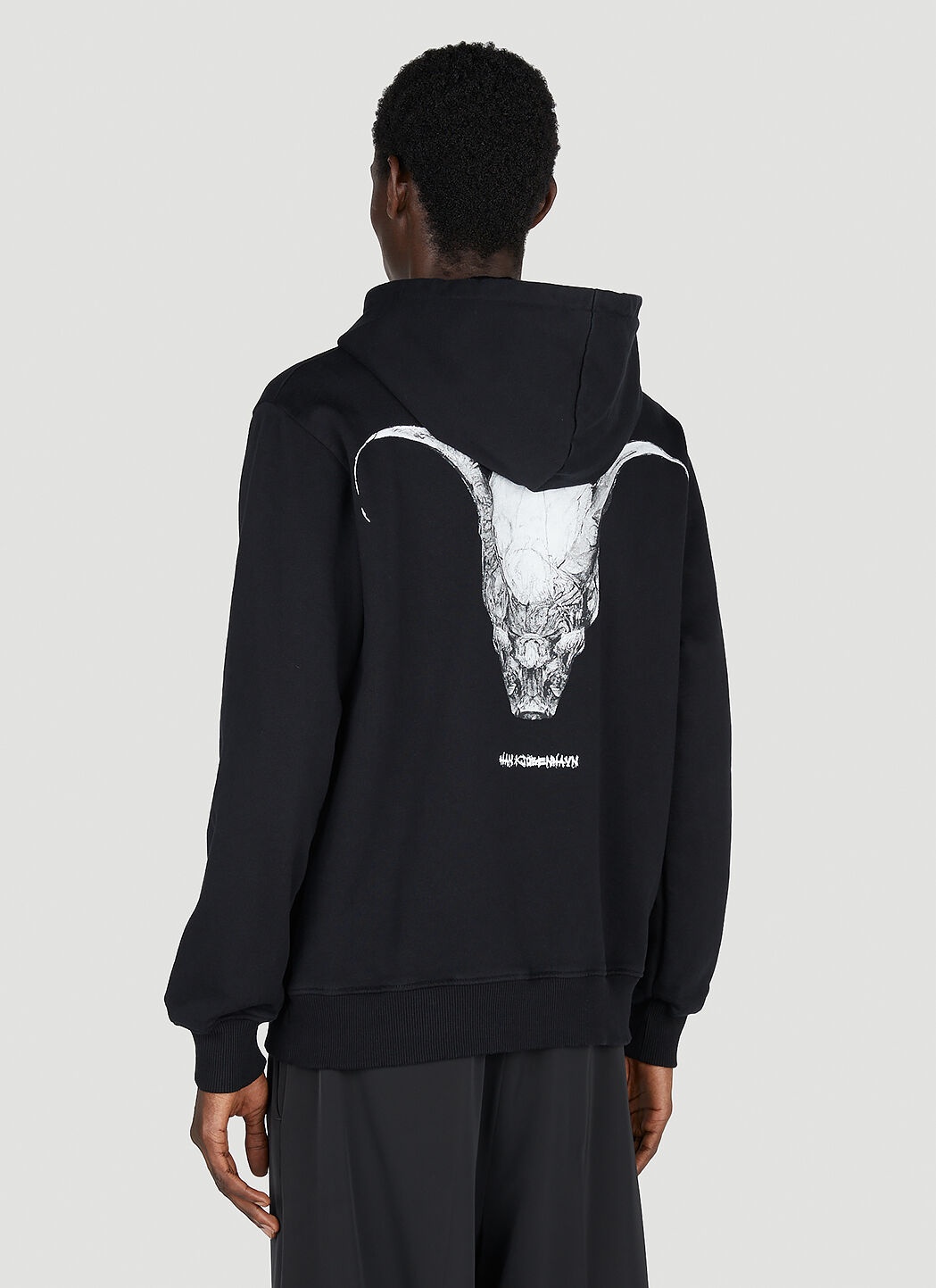Goat Skull Print Hooded Sweatshirt - 4